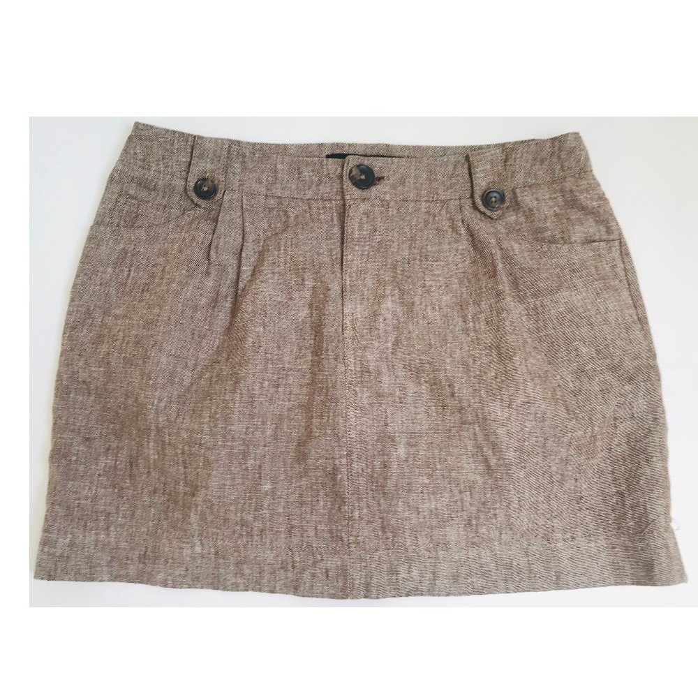 Forever21 brown cotton-linen blend mini skirt M
